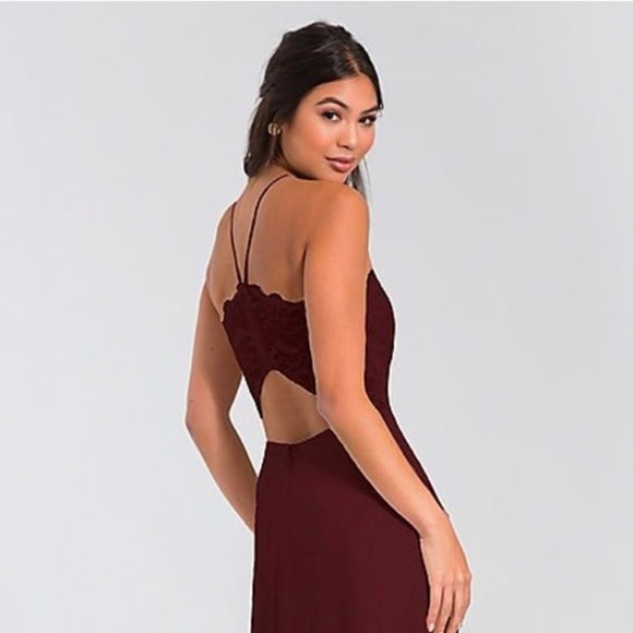 Hayley Paige Occasions - Chiffon Halter Lace Dress - Style 5715 - Flamingo - Picture 4 of 13